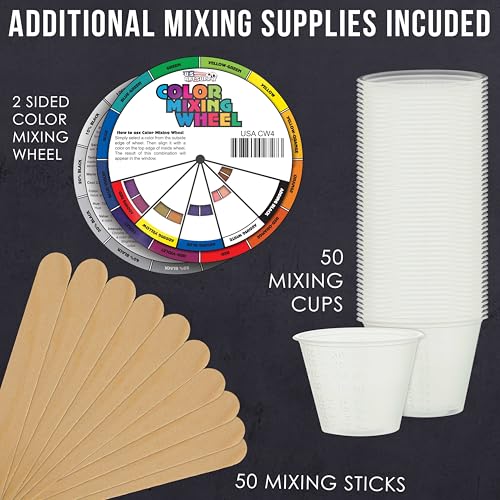 U.S. Art Supply Airbrush Paint Set, 36 Color Deluxe Kit, 1-oz Bottles | Ready to Spray Air brush Paint, Water-Based Acrylic with Reducer & Cleaner for Painting Metal, Plastic Models, Canvas, Wood - color: 36-Color Deluxe Set