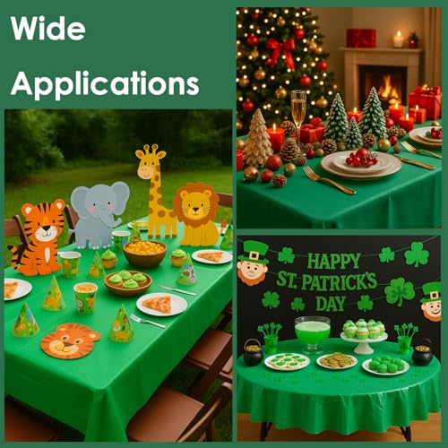 12-Pack Hunter Green Plastic Tablecloths – 84 Inch Round Disposable Table Covers, Heavy Duty & Waterproof for Parties, Events, Banquets, Hunter Green - color: Hunter Green, size: 84" Round