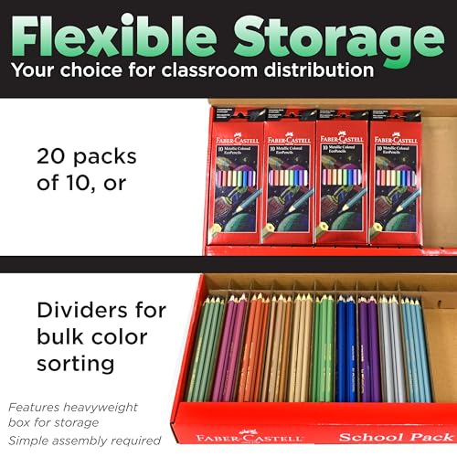 Faber-Castell Metallic EcoPencils, 200 Colored Pencils for Classrooms