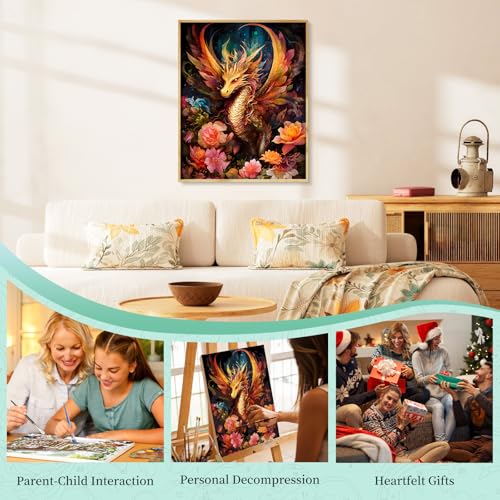Paint by Numbers Kit for Adults, Dragon DIY Painting Kit, 16x20 Inch - color: CYOP1P14