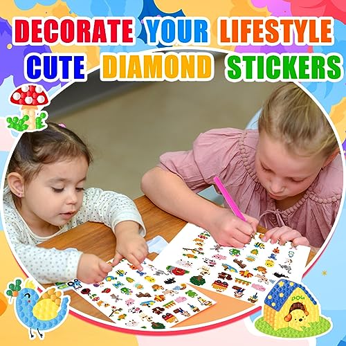 Labeol Diamond Art Kits for Kids Boys and Girls Ages 6-8-10-12 Easy to DIY Creative Diamond Art Sticker Craft by Numbers Kits for Kids and Adult Beginners (Farm) - style: Farm