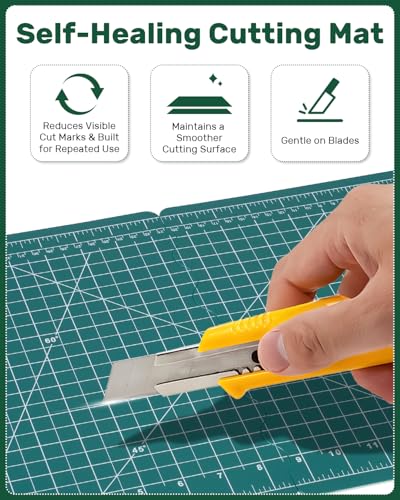 Foldable Self-Healing Cutting Mat, 17" x 11", Double-Sided Rotary Cutting Mat for Sewing, Quilting, Scrapbooking, Fabric Craft & Hobby Use, Craft Cutting Board(A3)