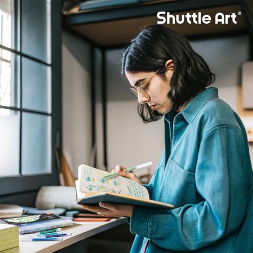 Shuttle Art Colored Pens, 24 Blue & Green Tone Colors Cute Journal Pens 0.6mm Fine Point Colored Gel Pens for Black Paper Adult Coloring Writing Drawing Journaling Note Taking School Office Home - color: 24 Colors