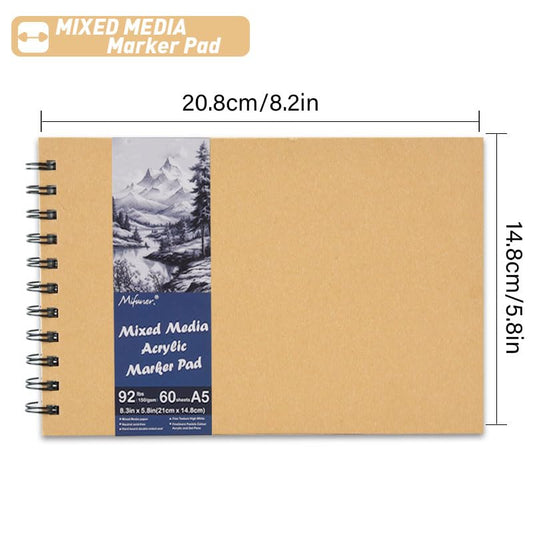 5.8" x 8.3" Mixed Media Sketch Book,Spiral Bound Hardcover Sketchbook,60 Sheets 92lb/150gsm Neutral White Acid Free Paper,Art Journal Sketchbook for Drawing Writing Sketching Illustration,Yellow - color: Bright White-Yellow