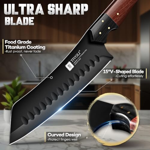 TIVOLI Santoku Knife 7 Inch - Japanese Chef Knife for Fish - Bunka Knives - size: 7.1"