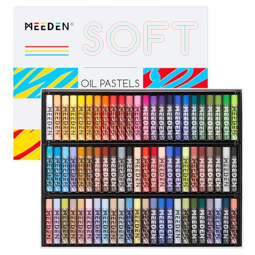 MEEDEN 72 Vibrant Colors Soft Oil Pastels Set and 6Pcs White Oil Pastels