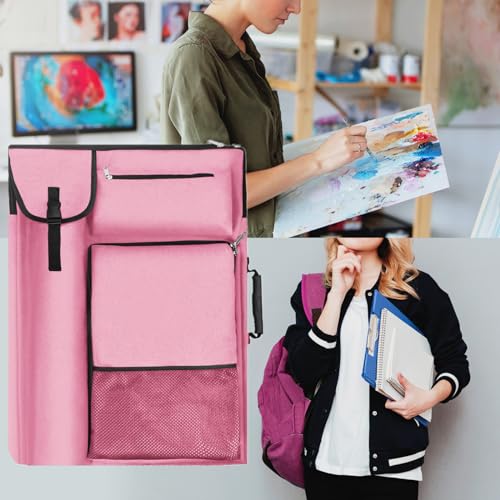 TreochtFUN Art Bags for Supplies Portfolio Case 19 X 25.5 in Large - color: Neon Pink