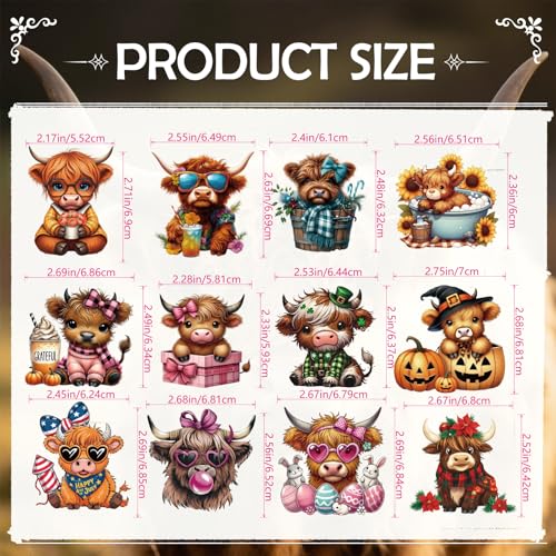 INCOK Highland Cow Diamond Art Magnets Refrigerator - 12 PCS DIY Seasonal Diamond Painting Fridge Magnets Kit Cute Animal Gem Art Crafts Set Halloween Home Decors for Adults Beginners - color: highland cow