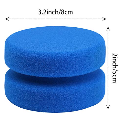 Aodaer 6 PCS Paint Sponge Applicator Blue Round Detail Painting Sponge for Car Waxing Wall Repairing Kitchen Cleaning Art Crafts Sponges with Mesh Bag 3.1 Inches