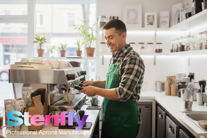 Kitchen Apron, Work Apron, Canvas Apron, Green - color: Green