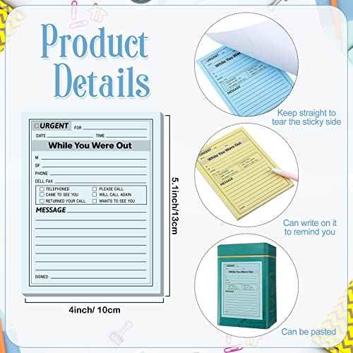 Eaasty 9 Pcs While You were Out Message Pad 4 x 5 Inch Phone Message Pads Messages Pack Assorted Color Adhesive for Office Supplies Work Call, 40 Sheets/pad(Light Colors) - color: Light Colors