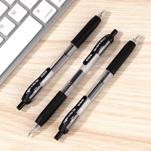 EYEYE G-103 Retractable Gel Pens Black 0.7mm, 25 Pack Medium Point Gel Ink Pens Quick Drying, 0.7 mm Fine Piont Ballpoint Pen Smooth Writing for Office School Supplies - color: Black, size: 0.7mm