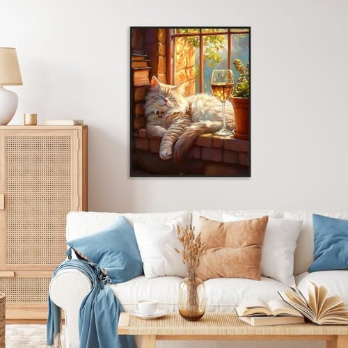Paint by Numbers Kit for Adults, Sleeping Cat Number Painting Canvas Kit - color: LBOPNFP7