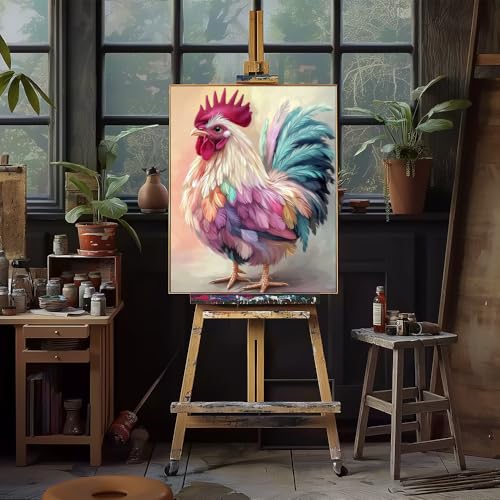 Natuyalo Paint by Numbers Kit for Adults - Colorful Rooster Adult Paint by Number Kits on Canvas Without Frame for Beginner, Animals Acrylic Painting by Numbers Kit for Gift Home Wall Decor 16x20 inch - color: Color-09