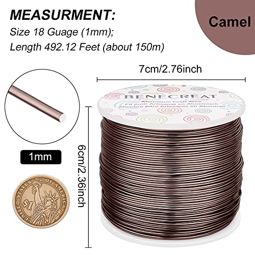 BENECREAT 9 12 15 18 20 Gauge Brown Aluminum Wire (18 Gauge,492 FT) Anodized Craft Making Beading Floral Colored Aluminum Craft Wire for Gem Wrapping, Jewelry Craft Making - color: Brown, size: 18 Gauge
