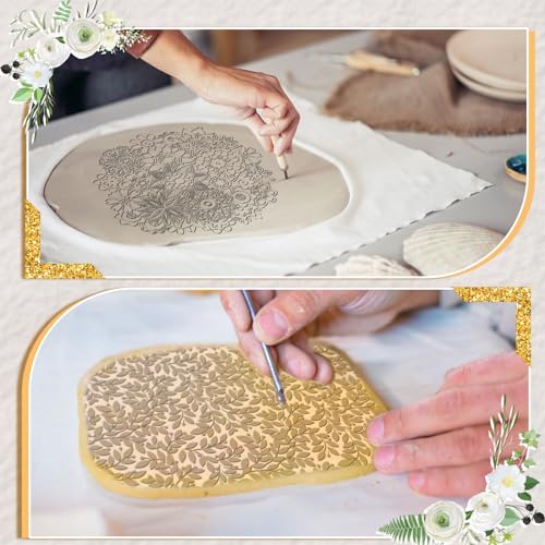 DoubleFill 12 Pcs Polymer Clay Texture Sheets Mat Works with Polymer Clay Cutter Embossin Roller DIY Tools for Pottery Earrings Jewelry Making - style: Classic