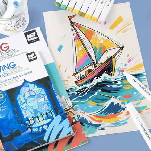 TRANSON A5 Small Sketchbook Marker Pad, 80lb/120gsm Heavyweight Art Paper, No Bleed Through, 80 Sheets/160 Pages 5.8"x8.3" for Drawing & Sketching - size: A5 120gsm