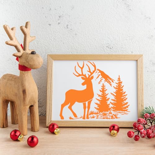 9 Pcs Animal Wood Burning Stencils - Deer, Bear, Horse, Moose, Owl, Fish, Wolf, Fence & Spray Painting Drawing Templates for Wood & Fabric DIY Crafts