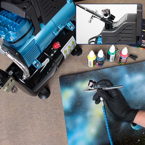Master Airbrush 1/5 HP Cool-Runner Dual Fan Tank Air Compressor Kit Model TC-426 - Professional Single-Piston with 2 Cooling Fans, Runs Longer without Overheating - Regulator Water Trap, Holder - style: Super Cool Runner Tank
