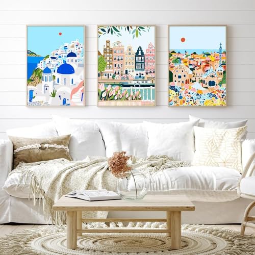 cupmod 6 Packs Paint by Number for Adults,Scenery-Cityscape DIY Acrylic Oil Painting Paint by Numbers Kits on Canvas,Adults Paint by Numbers Kits Drawing Paintwork for Home Decor - color: MT11587-MT11592