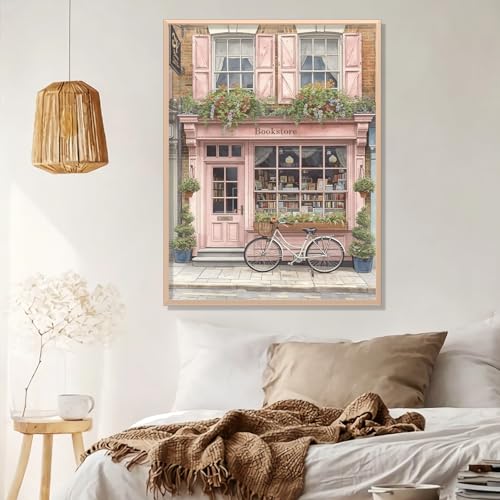 Book Shop Diamond Art Kits for Adults Beginners 12x16 IN, DIY Craft Gift | Bookstore Diamond Painting Kits for Adults, Stress Relief, Home Wall Decor, Book Store 5D Full Round Drill Gem Art - color: DP-US08