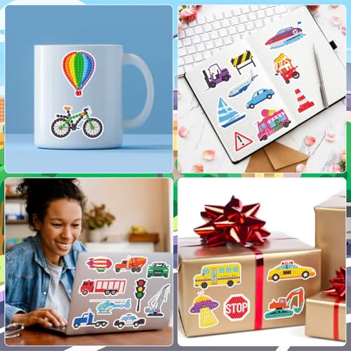Labeol Diamond Art Kits for Kids Boys and Girls Ages 6-8-10-12 Easy to DIY Creative Diamond Art Sticker Craft by Numbers Kits for Kids and Adult Beginners (Transportation) - style: transportation