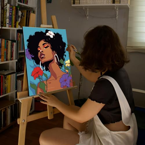 Sherr 24 Pcs Pre Drawn Canvas for Painting Adult Pre Printed Canvas Bulk Sip and Paint Kit Stretched Panels Paint Set for Theme Valentine Painting Night Party Favor(Afro Lady,8 x 10 Inch) - size: 8 x 10 Inch, style: Afro Lady