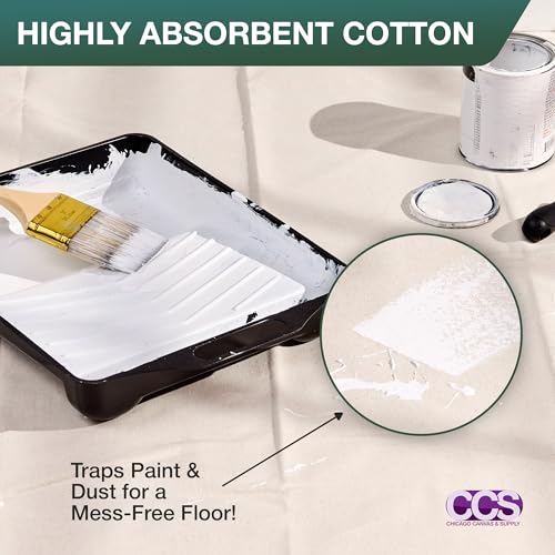 CCS Canvas Drop Cloth for Painting – All Purpose Cotton Duck Cloth Tarp for Curtains, Tablecloths, Backdrops – Washable & Reusable Floor Cover & Dust Sheet for Furniture (4x15 Ft) - size: 4 by 15 Feet