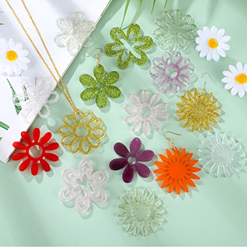 Patelai 4 Pcs Resin Earring Molds Irregular Shaped Earrings Silicone Mold for Epoxy Resin Dangle Drop Jewelry Making Kit for Women DIY Crafts Necklace Pendants Keychain(Flower Leaf) - style: Flower Leaf