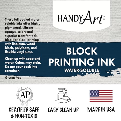 Handy Art Block Printing Ink, Green, 16 oz Jar, Water-Soluble | Highly Pigmented Vibrant Opaque Color with Superior Transfer Tack, Water Soluble, Certified Safe & AP Non-Toxic, Made in USA - color: Green, size: 16 Fl Oz