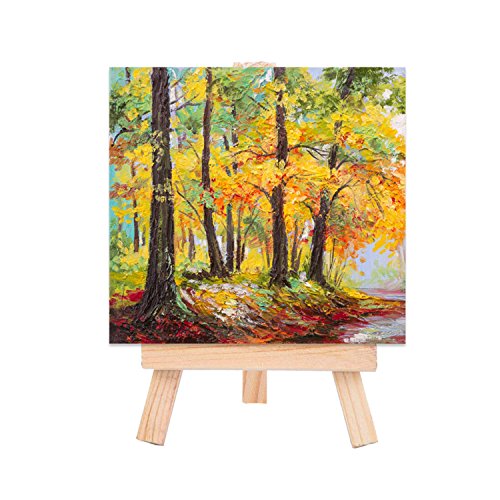Eboot 24 Pack 5 Inch Mini Wood Display Easel Small Easels Wood Artist Tabletop Canvas Stand for Painting Arts Crafts Easels for Painting Arts Crafts Display Card Photo - size: 5 Inch