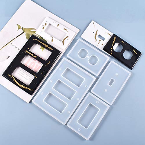 Light Switch Cover Resin Molds Switch Plate Covers Silicone Mold | 6 Pcs Standard Switch Socket Panel Epoxy Molds for Resin Casting DIY Switch Covers Crafts Home Decor