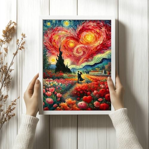 Van Gogh Style Diamond Art Kits for Adults,Heart Sky Diamond Painting | Diamond Art Kit for Beginners, 5D DIY Full Drill Diamond Painting Gem Art, Home Wall Art Gifts(12x16 inch) - color: DP03932