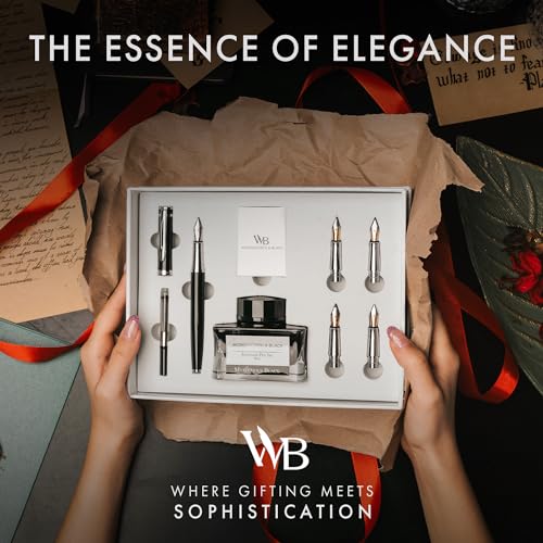 Wordsworth & Black Luxury Fountain Pen Set for Writing, 6 Nibs,Black Chrome - color: Black Chrome