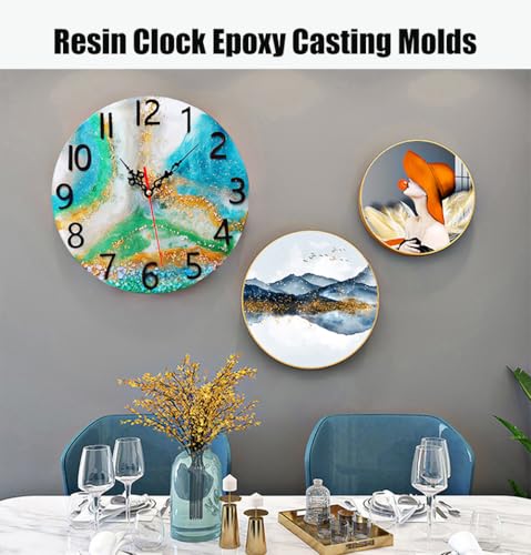 Resin Clock Molds,10''/14'' Roman Numerals Clock Silicone Mold with Mechanism,Resin Clock Epoxy Casting Molds for DIY Jewelry Art Crafts Home Decor Gift Wall Hanging Ornaments(Small, No Num) - color: No Num, size: Small