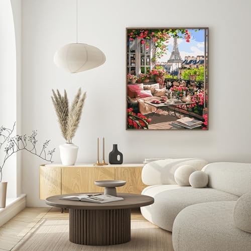 Possoco Paint by Numbers Kit for Adults Beginner, Eiffel Tower Landscape Adult Paint by Number Kits on Canvas, DIY Acrylic Watercolor Oil Paint by Number for Adults for Home Decor Gift 16x20 Inch - color: DG-OP-ParisGarden-4050