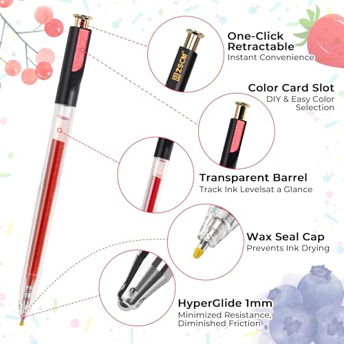Retractable Glitter Gel Pens, 72 PCS Large Capacity Multicolor Metallic Pen - color: 72 Colors