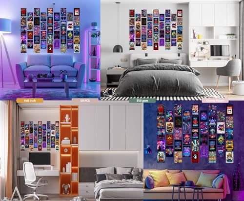 Libemz, 50 Pcs Gamer Collage Kit Posters - Gamer Room Decor, Boys Room Decor, Gaming Neon Sign Wall Art for Girls Boys Teen Kids Room Bedroom, Aesthetic Wall Decor Picture Posters Birthday Gifts Decorations,4x6 inches (Gamer) - color: Gamer
