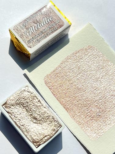 Handmade Watercolors - Metallic Glitter Paints Florence Rose - Full Pans Premium Pigment Water Color for Artists, Students, Hobbyists, Calligraphers - color: Florence Rose (Full Pan)