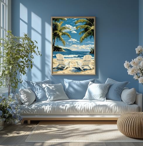 AIBOERL Diamond Art Kits for Adults,Beach Diamond Painting Wall Decor | Round Drill Beach Diamond Painting for Beginners DIY Rhinestone 5D Diamond dots(Gemstone Craft)Wall Art Gift 12x16IN - color: DP03255