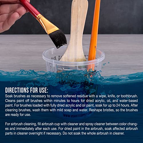 U.S. Art Supply Brush Cleaner and Restorer, 16 Ounce Bottle | Cleans Paint Brushes, Airbrushes, Art Tools - Cleaning Solution to Remove Dried On Acrylic, Oil and Water-Based Paint Colors - size: 16 Fl Oz (Pack of 1)
