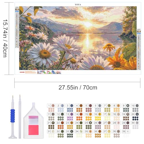 YOYA Large Diamond Art Kits for Adults, Sunset Landscape, 27.5 x 15.7 Inch - color: Sunset Landscape 018