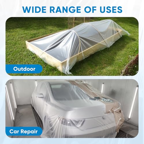 TICONN 12 x 9 Ft Plastic Drop Cloth for Painting, Waterproof Painters Plastic Sheeting, Painting Tarp for Furniture Cover, Floor Protection (3PK, 0.5Mil) - size: 0.5 Mil