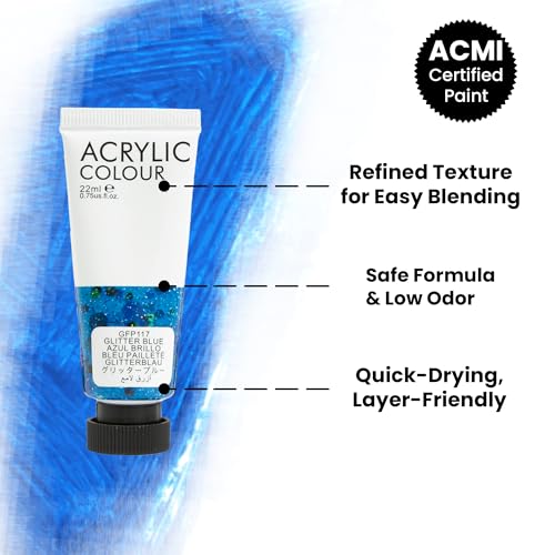 ARTISTIK Acrylic Paint Set with 48 Opaque & Vibrant Colors for Beginners & Students – 22ml Tubes of Artist-Quality Acrylic Paints for Painting on Different Surfaces - style: 48 x 22ml Acrylic Paint