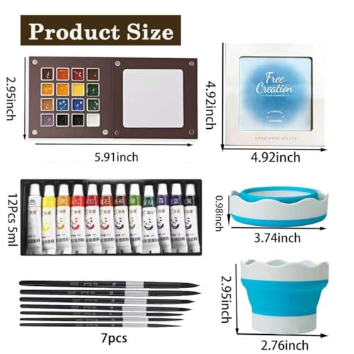 Mini Watercolor Paint Travel Set Chocolate Shape Portable Palette | 15 Grid Wooden Palette Kit with 12 Colors,7 Brushes and Sketchbook for Travel Outdoor Sketching Artists Beginners - color: Chocolate 15 Grids