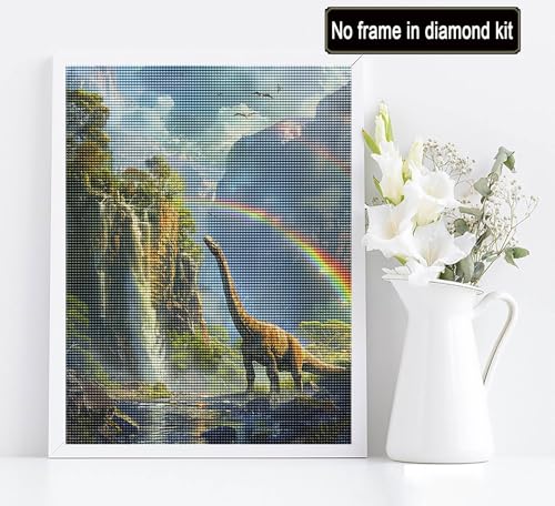 Diymood DIY 5D Diamond Painting Kits for Adults Dinosaur - Paint with Diamond Art Kits for Adults Waterfalls Full Drill Round Canvas Mosaic Beginner Home Wall Decor Gift 12x16 inch z12 - color: Colorful4