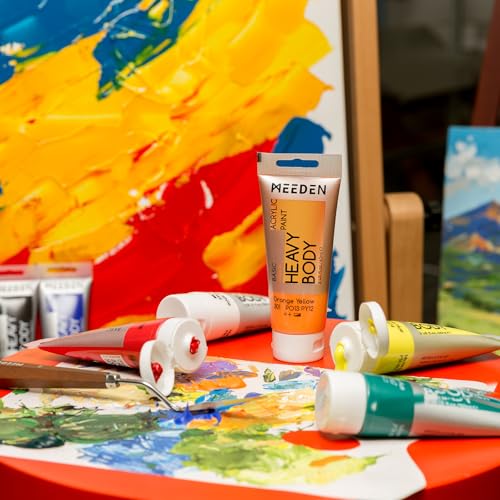 MEEDEN Heavy Body Acrylic Paint: Satin Finish 24 x 60ml (2 oz) Tubes Set | Basic Paint Color Set for Adults, Rich Pigment Art Craft Paints for Canvas Clay Wood Painting - color: 24 Colors, size: Set