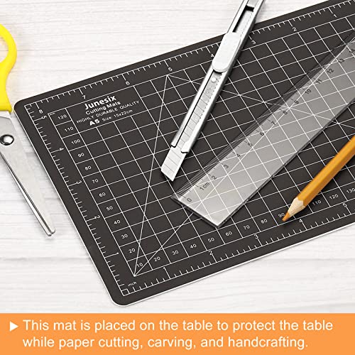 MECCANIXITY 6" x 8" Cutting Mats, Rotary Fabric Mat Self Recover Sewing Mat Double Sided for Hobbyist DIY Craft Creative Design, A5 Black White