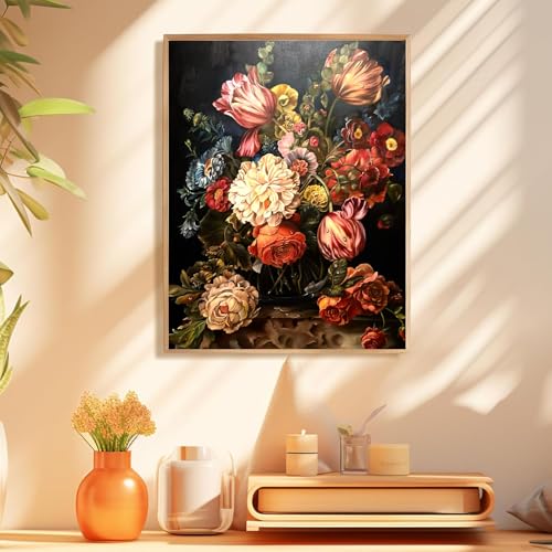 Paint by Numbers Kit for Adults, Paint by Numbers Kit for Adults 16x20 Inch | Flower Paint by Numbers Kit for Adults, Acrylic Painting by Numbers, DIY Arts and Crafts for Gifts or Home Decor - color: Retro Flower