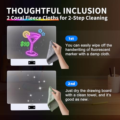 Rechargeable LED Drawing Board, 16.6 Inches Lumiboard, 8 Colors & 3 Modes, LED Note Board with Build in Stand, Includes 7 Markers & 1 Hanging Chain, Great Gift for Children-Easter Gifts